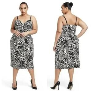 NWT Sergio Hudson x Target Women's Animal Print Bustier Midi Dress Size 1X